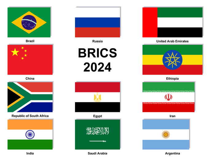 Set Flags BRICS With Names.. Vector Illustration