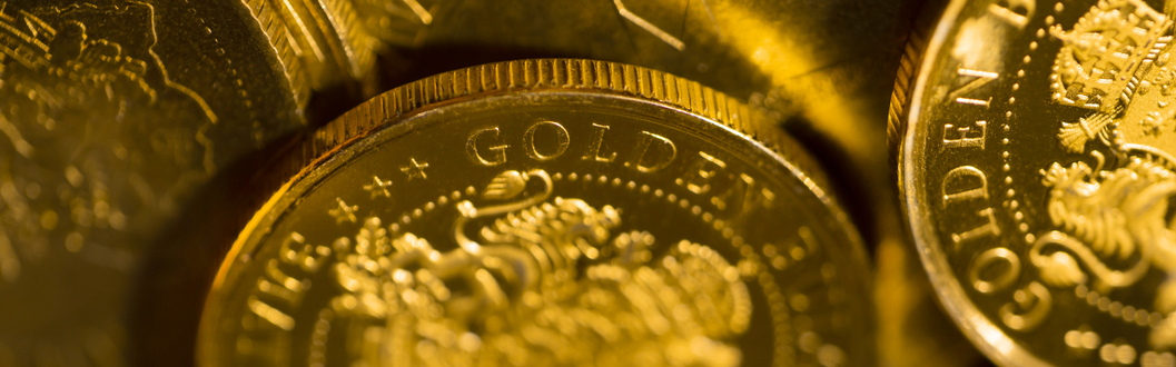 Close Up Of Golden Coins, The Macrophoto With A Small Depth Of Sharpness