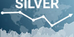 Silver Metal Price On Stock Market Graph On Blue Finance Background